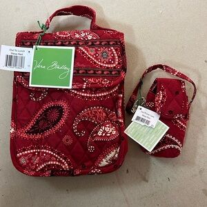 Vera Bradley lunch tote and cell phone case in Mesa Red pattern NWT